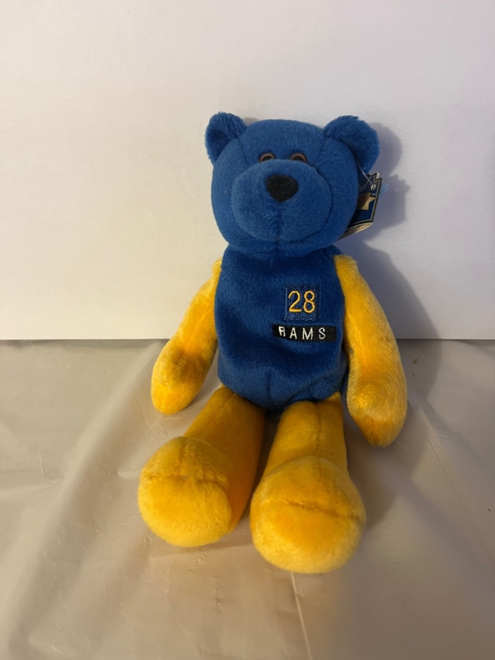 Marshall Faulk Limited Treasures St Louis Rams 2000 Blue Gold NFL Plush Bear NWT